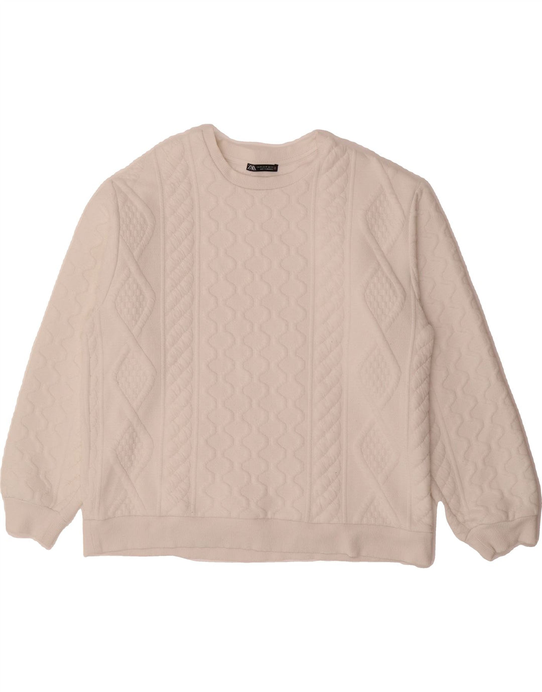 ZARA Womens Oversized Sweatshirt Jumper UK 14 Medium White Cotton Vintage Zara and Second-Hand Zara from Messina Hembry 