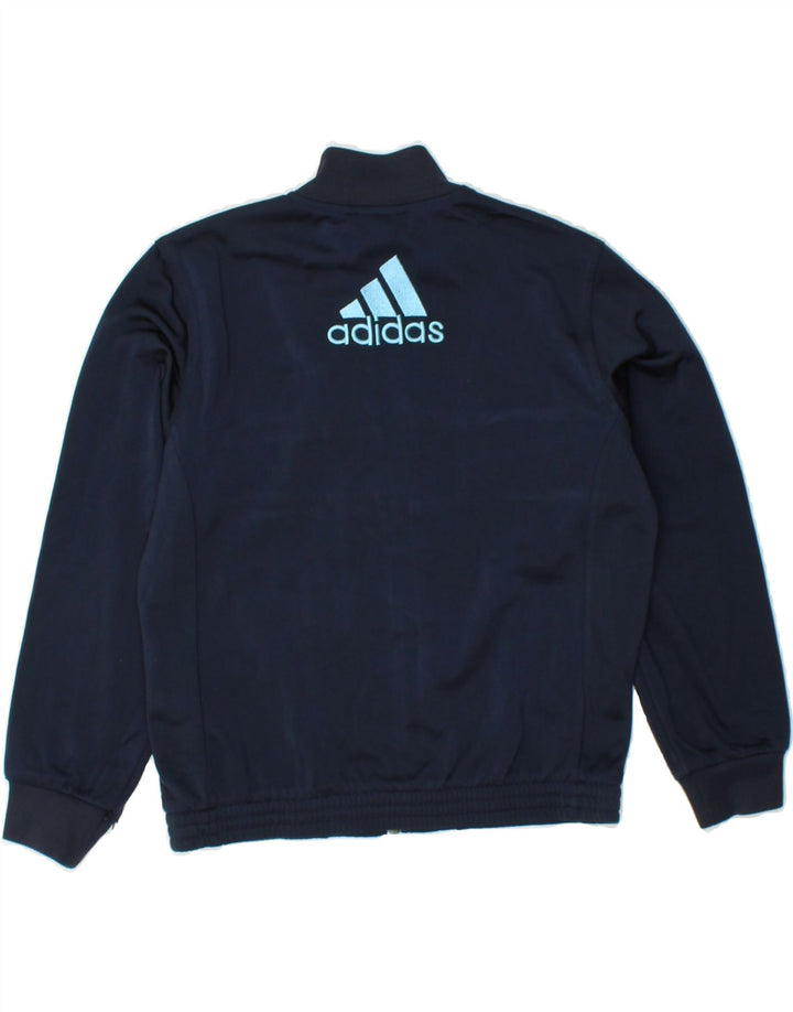 ADIDAS Boys Graphic Tracksuit Top Jacket 7-8 Years Navy Blue Colourblock Vintage Adidas and Second-Hand Adidas from Messina Hembry 