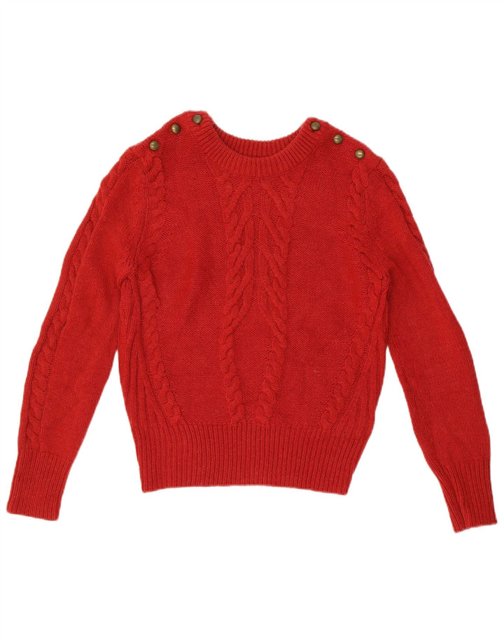 MARKS & SPENCER Womens Boat Neck Jumper Sweater UK 10 Small Red Acrylic