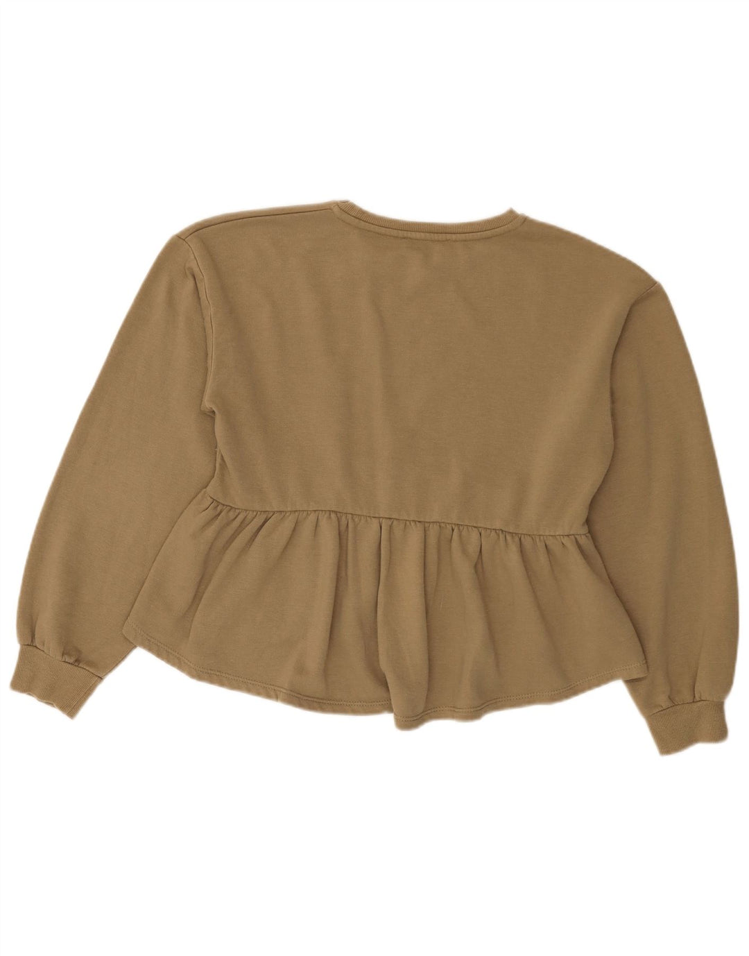 Zara Dame Sweatshirt Jumper UK 10 Small Khaki Bomuld
