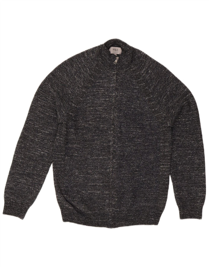 Marks & Spencer Herre Cardigan Sweater Lille sort Flecked Polyester