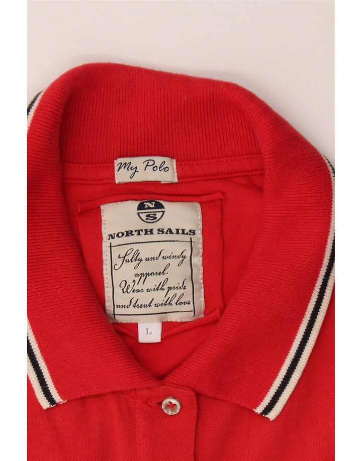 NORTH SAILS Dame Polo Shirt UK 14 Stor Rød Bomuld