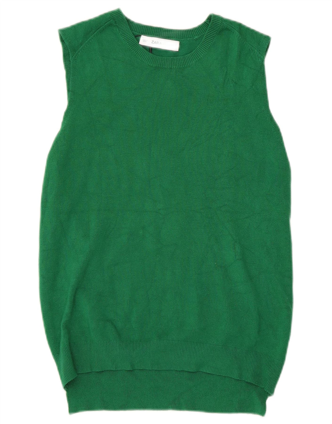 Zara Dame Vest Tank Top UK 12 Medium Green Viscose