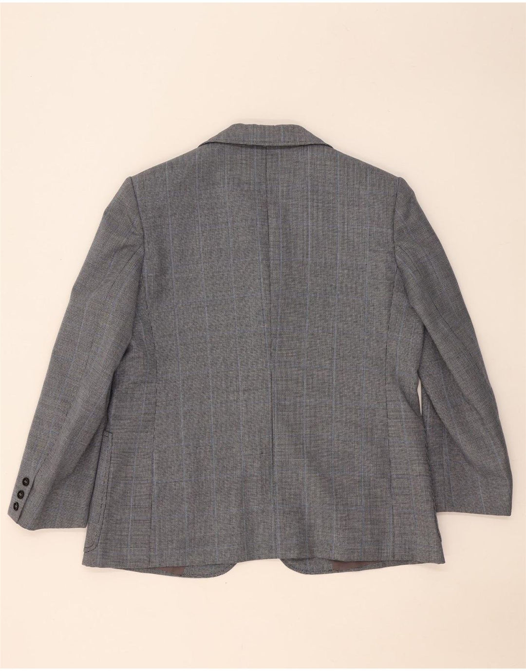 Vintage herre 2-knaps 2-delt jakkesæt UK 40 Large W36 L26 Navy Blue Check