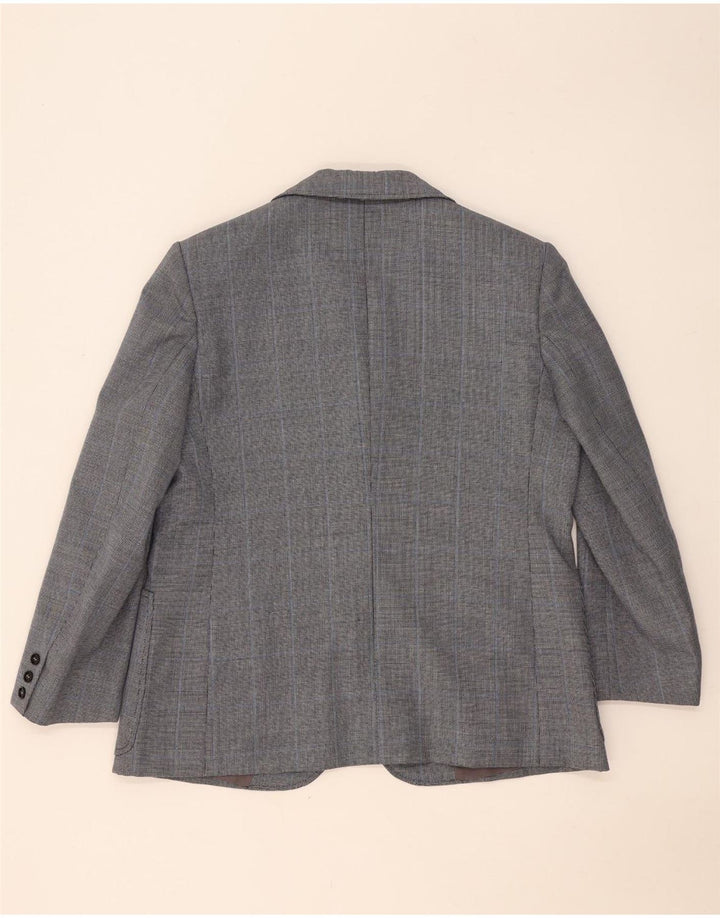 Vintage herre 2-knaps 2-delt jakkesæt UK 40 Large W36 L26 Navy Blue Check