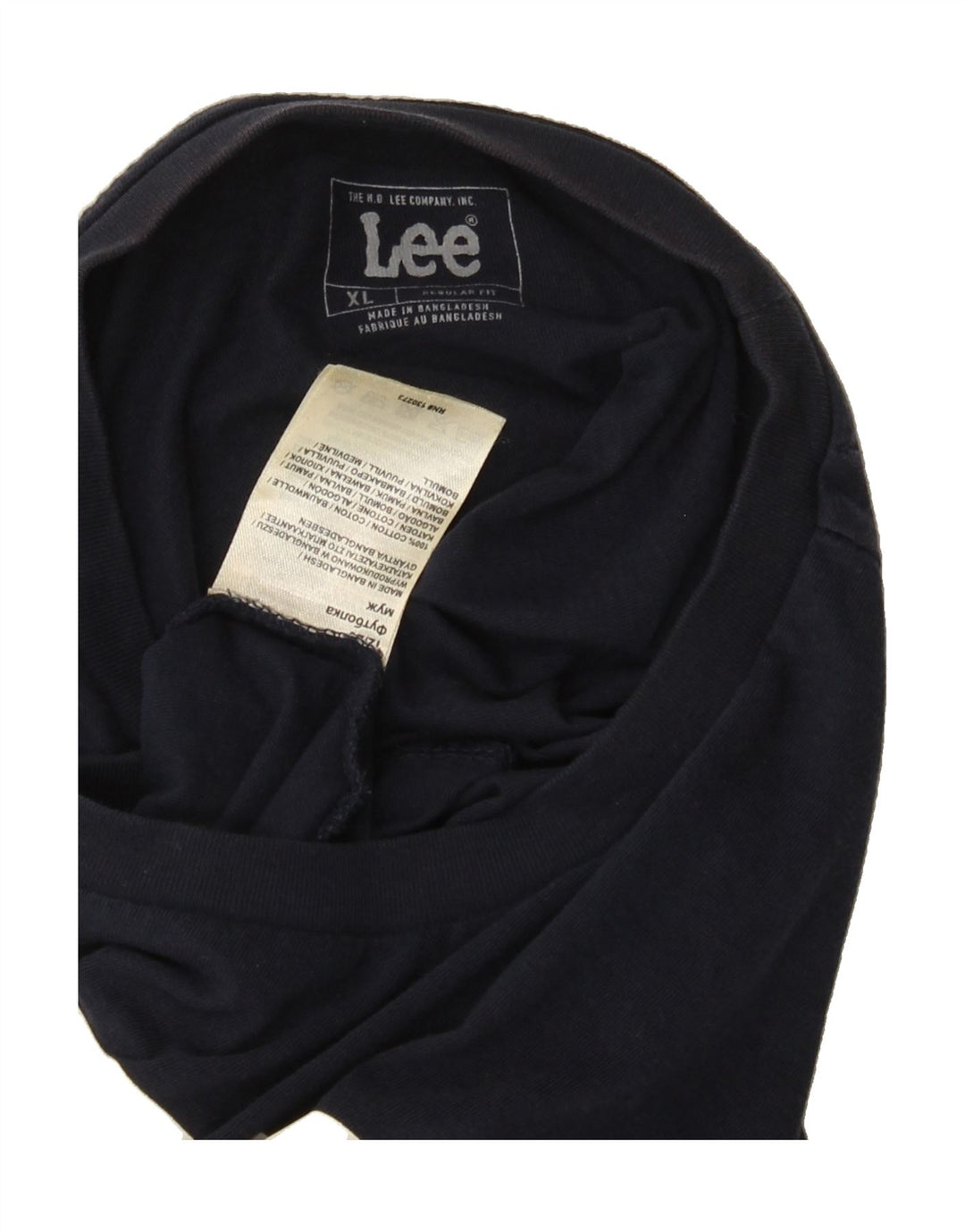LEE Mens Graphic T-Shirt Top XL Navy Blue Cotton Vintage Lee and Second-Hand Lee from Messina Hembry 