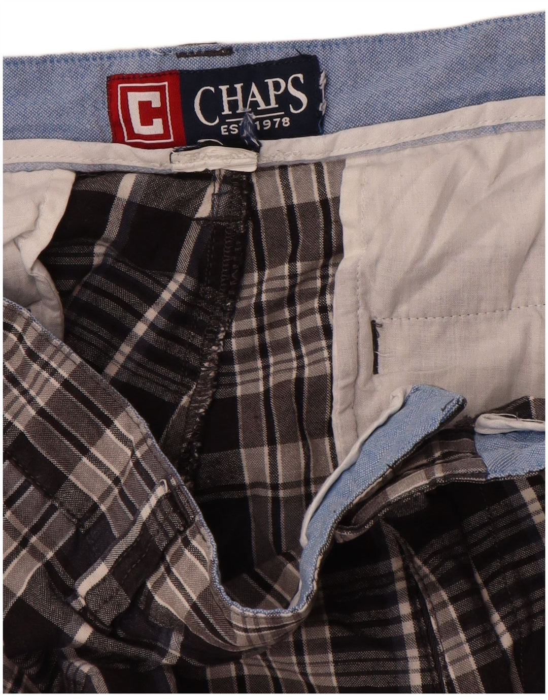 Chaps Herre Chino Shorts W30 Medium Navy Blue Check