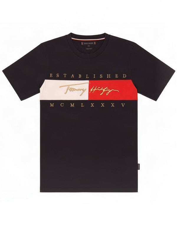 Tommy Hilfiger Mens Graphic T-Shirt Top Small Navy Blue Cotton