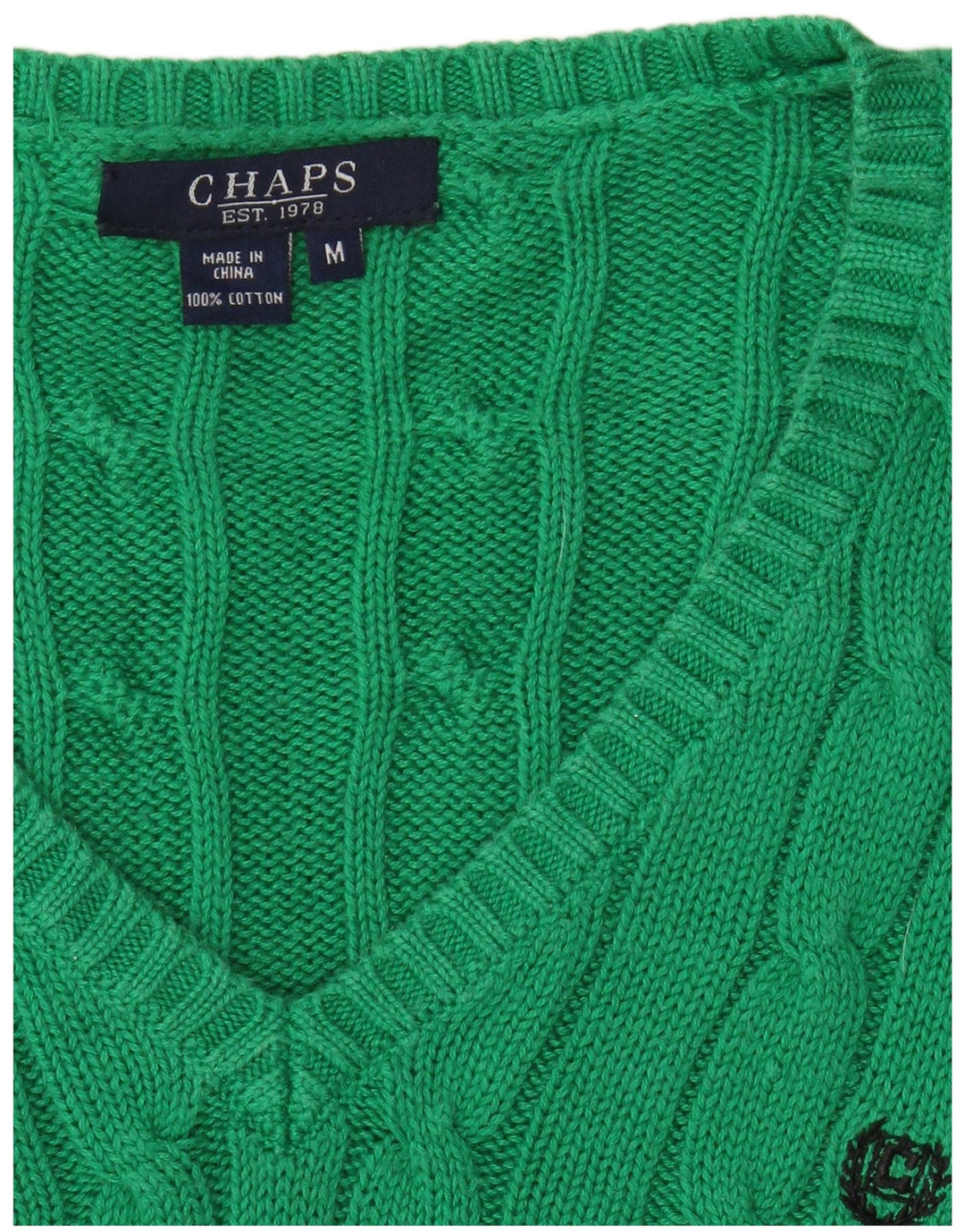 Chaps Dame V-hals sweater UK 12 Medium Grøn Bomuld