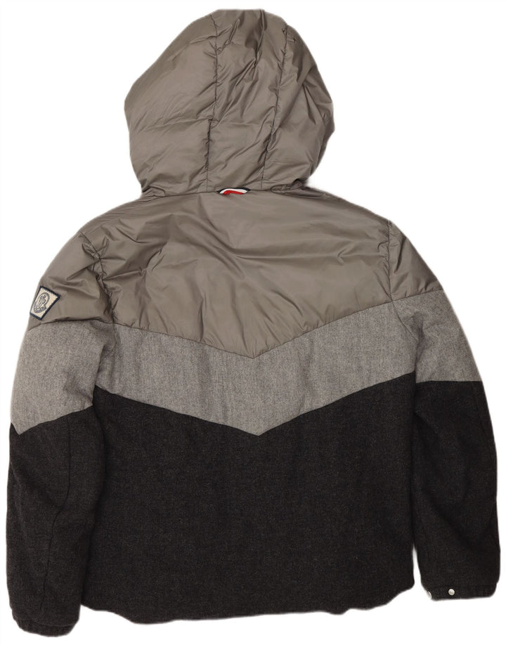 Moncler Herre Hooded Polstret Jakke Størrelse 3 Large Grå Colourblock Designer