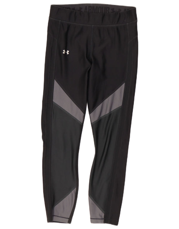 Under Armour Womens Leggings UK 12 Medium Black Colourblock Polyester