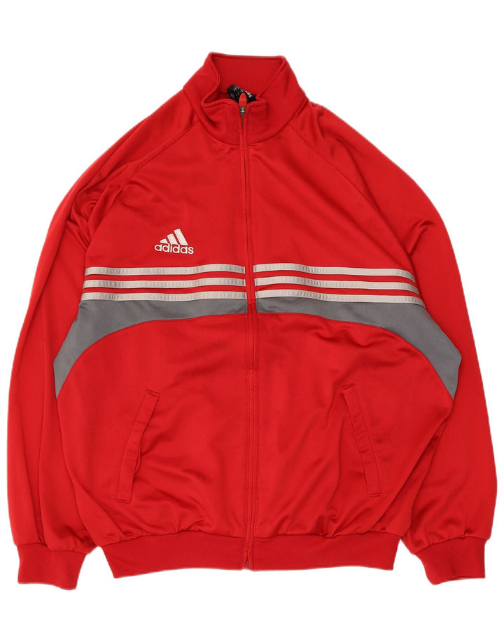 Adidas Træningsdragt til mænd Top jakke UK 44/46 Large Red Colourblock Polyester
