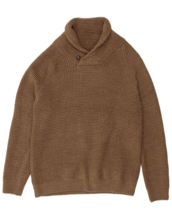 Zara Boys Shawl Neck Jumper Sweater 11-12 År Brun Akryl