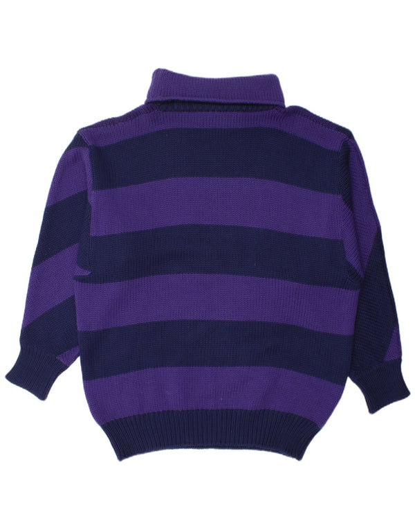 Vintage Womens Longline rullehals sweater UK 18 XL lilla blomster