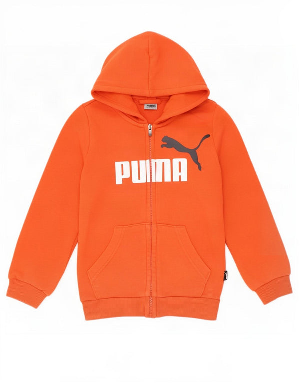 Puma drenge grafisk hættetrøje med lynlås 3-4 år orange bomuld