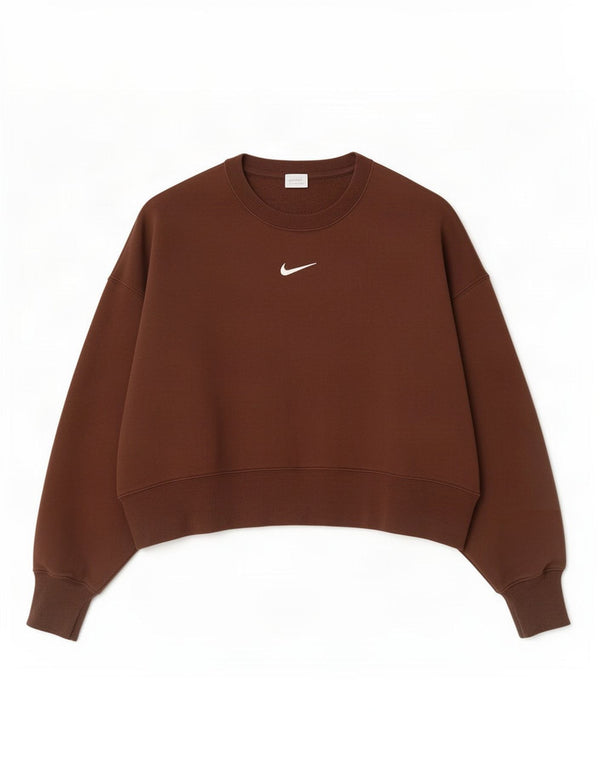 Nike Dame Oversized Sweatshirt Jumper UK 10 Lille brun bomuld