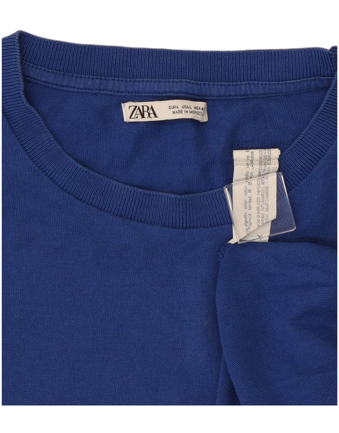 Zara Herre T-Shirt Top Stor Blå Bomuld
