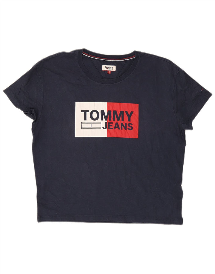 TOMMY HILFIGER Oversized grafisk T-shirt top til kvinder UK 10 Lille marineblå