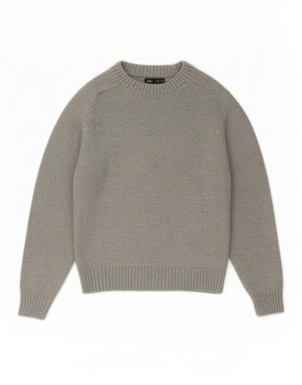 Zara Pige Boat Neck Jumper Sweater 13-14 År Grå Bomuld