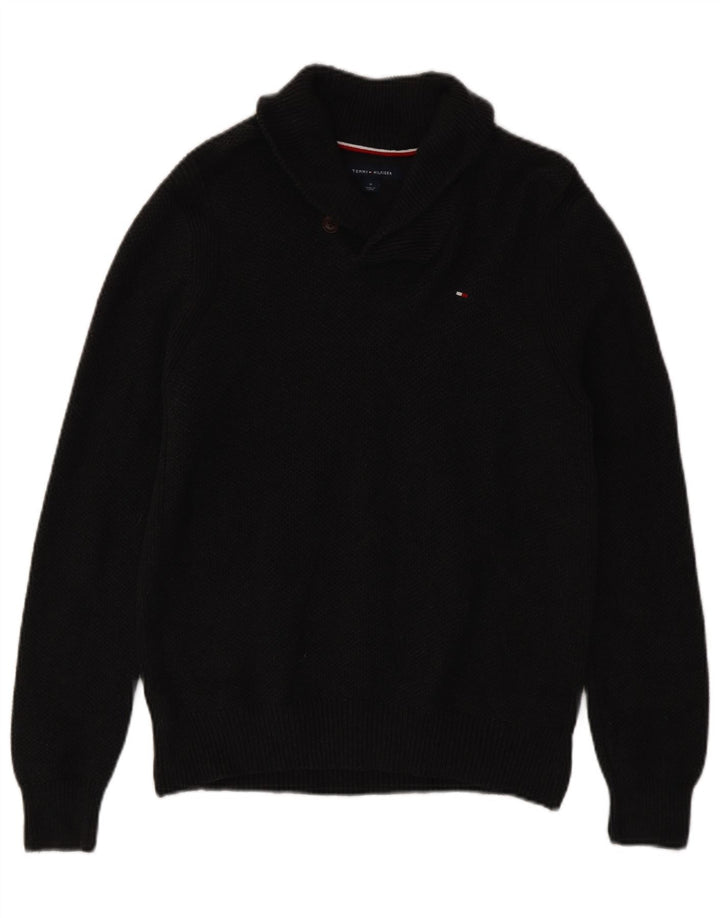 Tommy Hilfiger Herre Shawl Neck Jumper Sweater Medium Grå Bomuld