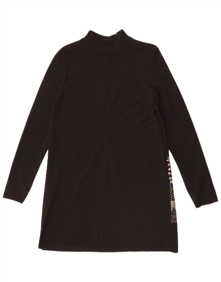 Zara Dame Langærmet Shift Dress UK 12 Medium Black Floral Polyester
