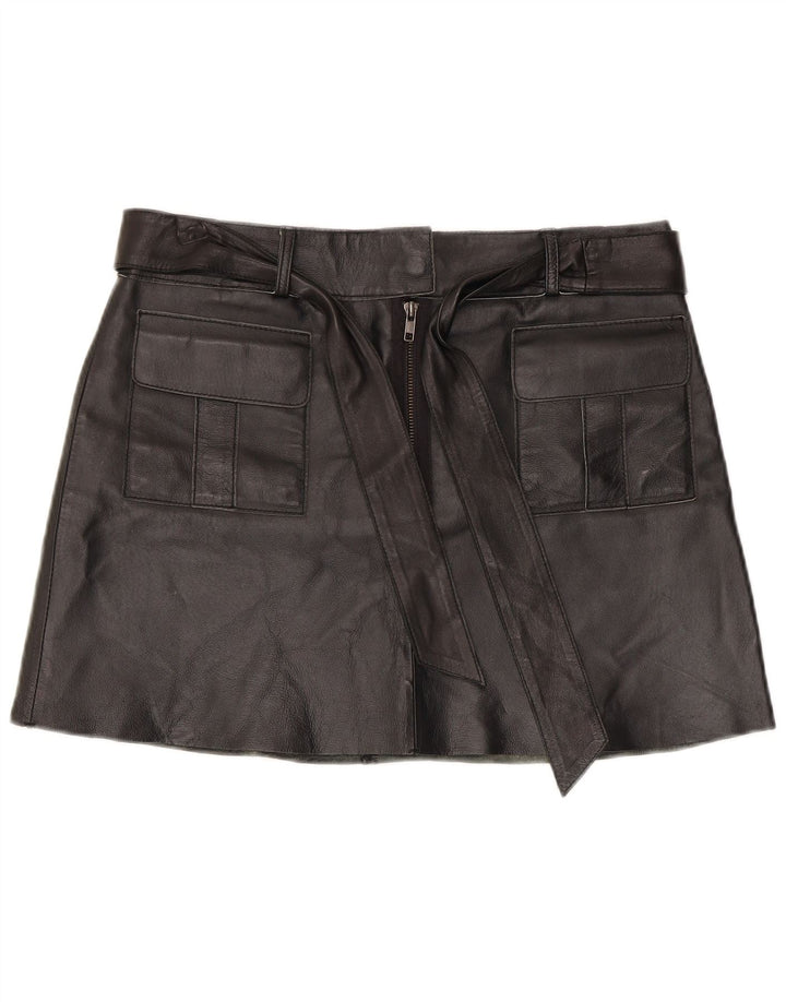 Conbipel Dame Mini Læder Nederdel IT 44 Medium W34 Sort Læder