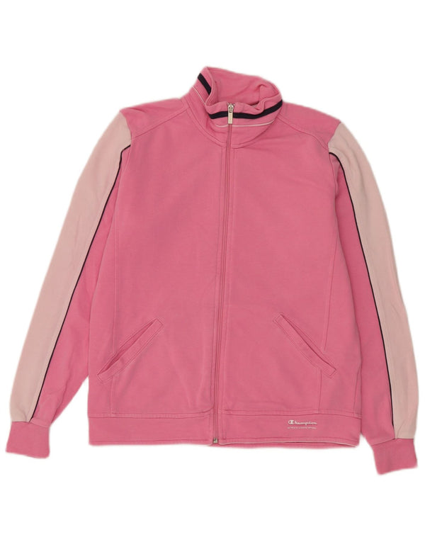 Champion Womens træningsdragt Topjakke UK 10 Small Pink Colourblock Bomuld