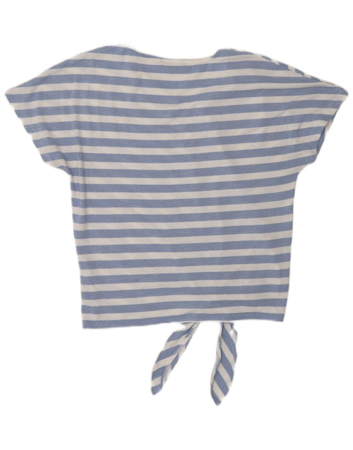 Marks & Spencer Dame Front Tie Bluse Top UK 12 Mellem blå stribet