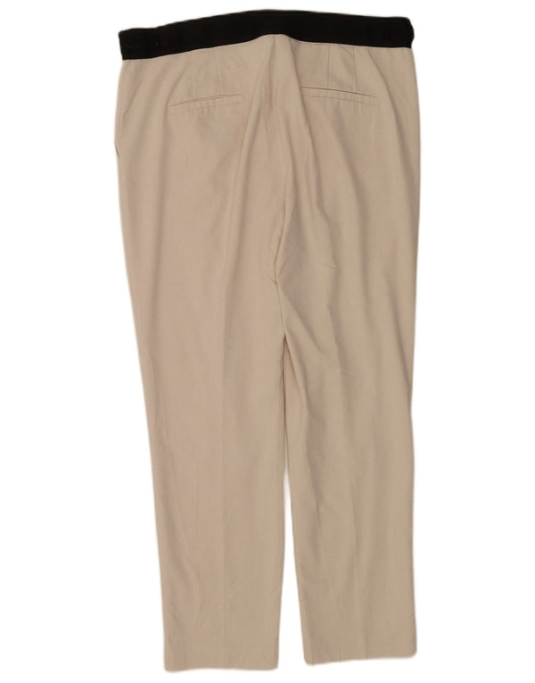 Zara Dame Højtalje Slim Cropped Bukser XL W32 L26 Beige Colourblock