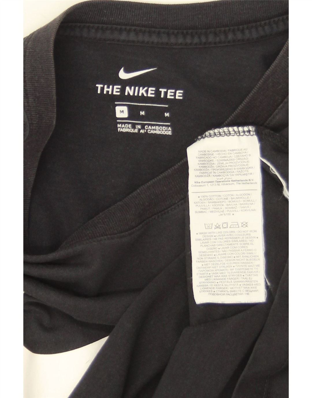 Nike Herre Swoosh Grafisk T-shirt Top Medium Sort Bomuld