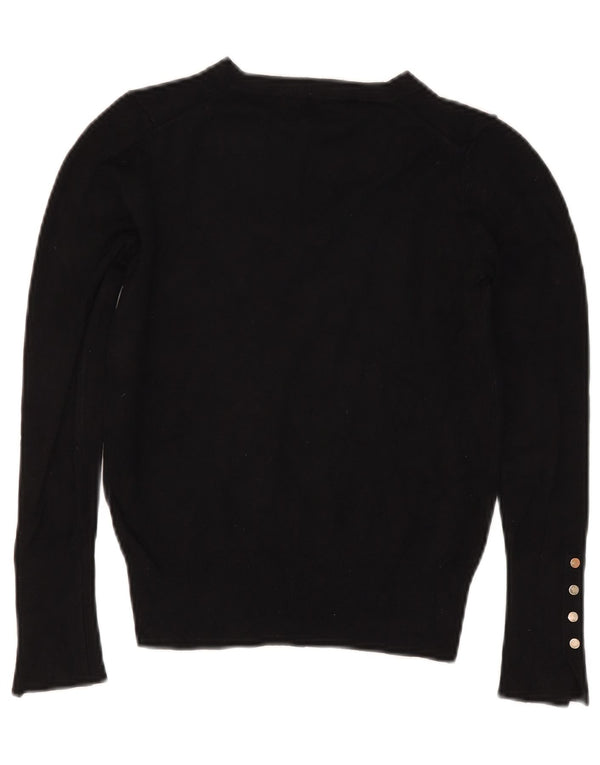 Zara Womens Crop V-hals sweater UK 8 Small Black