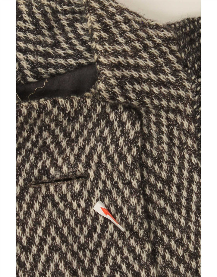 Vintage Dame Overfrakke UK 16 Large Grey Herringbone