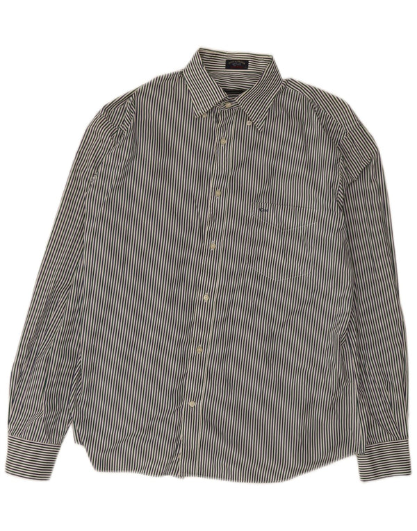 Paul & Shark Herre Yachting Shirt Størrelse 43 Large Navy Blue Pinstripe