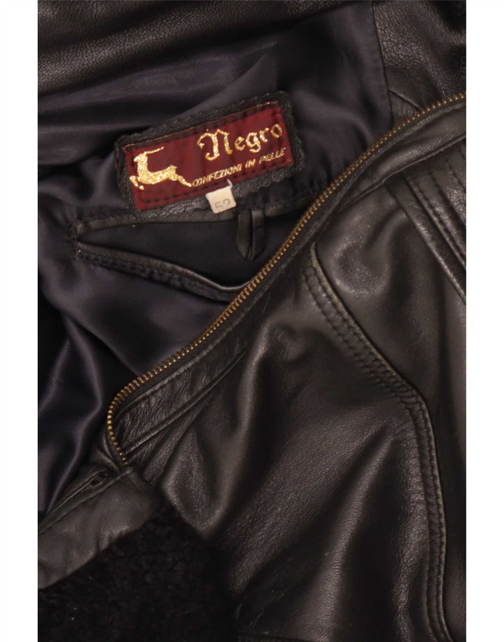 Vintage herre læderjakke IT 52 XL Sort