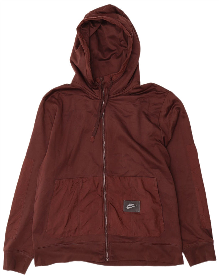 NIKE Herre Dri Fit Hættetrøje med lynlås Stor brun polyester