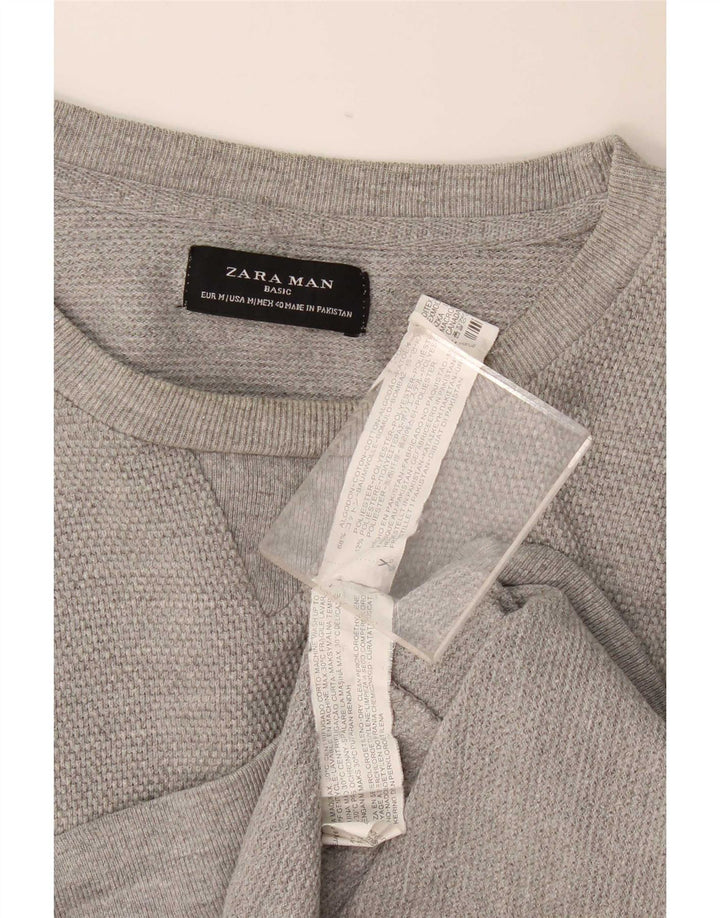 Zara Herre Boat Neck Jumper Sweater Medium Grey Bomuld