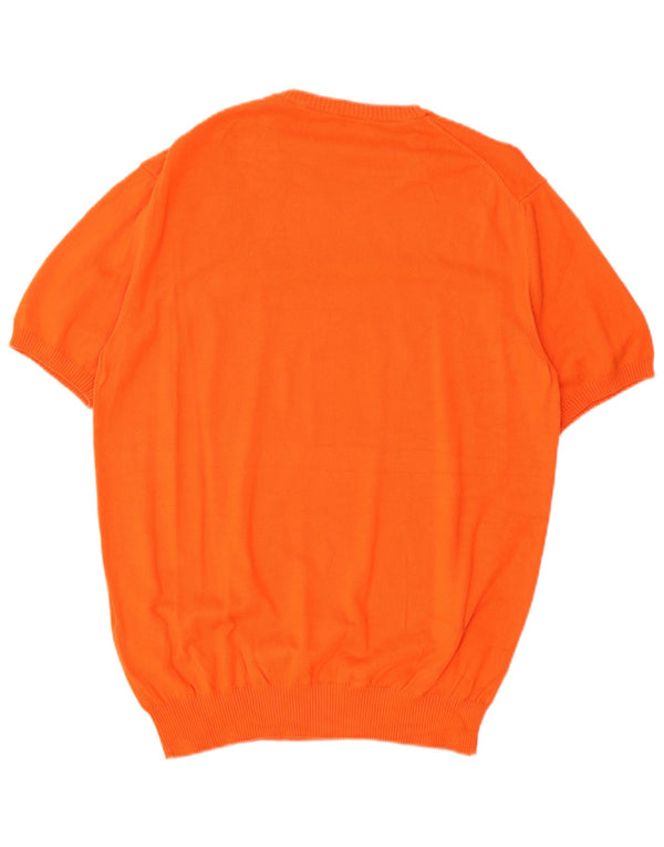 Bikkembergs Mens Graphic Crew Neck Jumper Sweater Large Orange Cotton