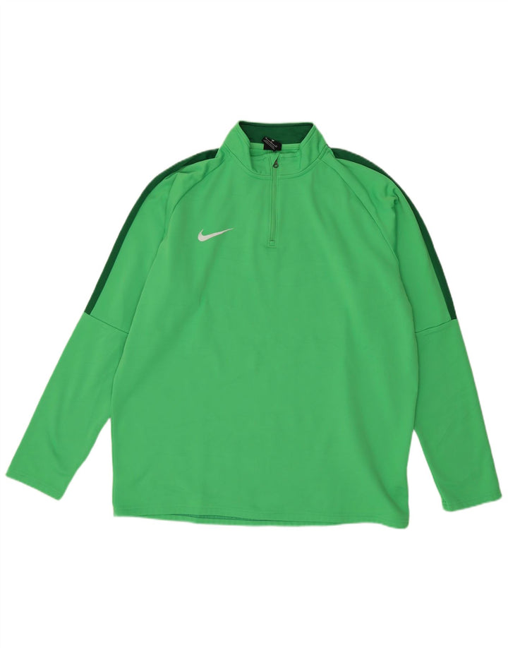 NIKE Herre Dri Fit Pullover med lynlås-hals Træningsdragt Top XL Grøn Colourblock