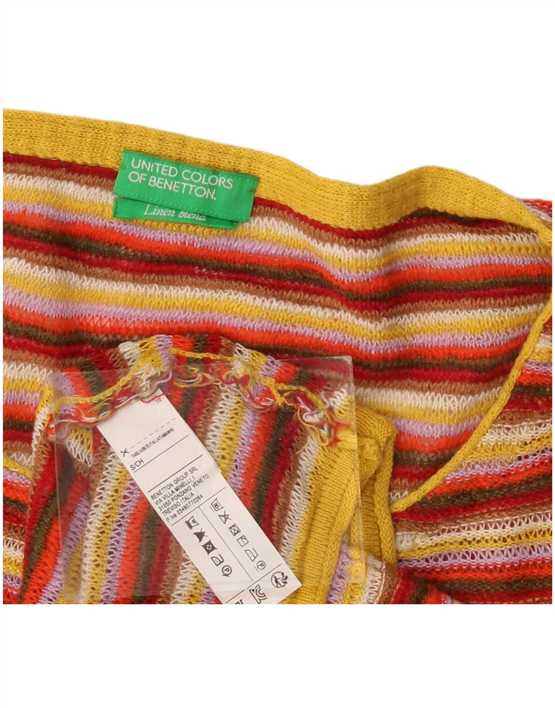 Benetton Womens Oversized Boat Neck Jumper Sweater UK 10 Small Multicoloure