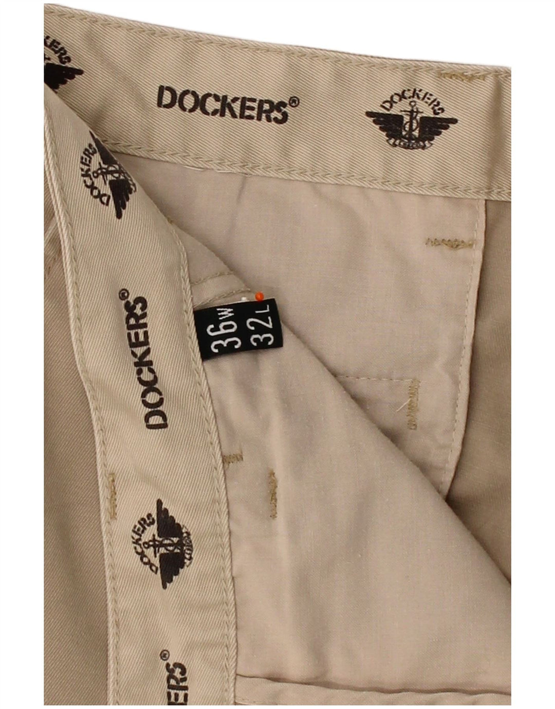 DOCKERS Mens Slim Chino Trousers W36 L32 Beige Cotton
