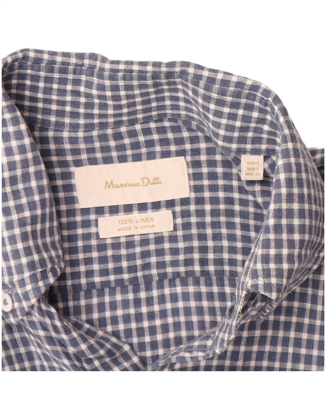 Massimo Dutti herreskjorte lille blå ternet linned