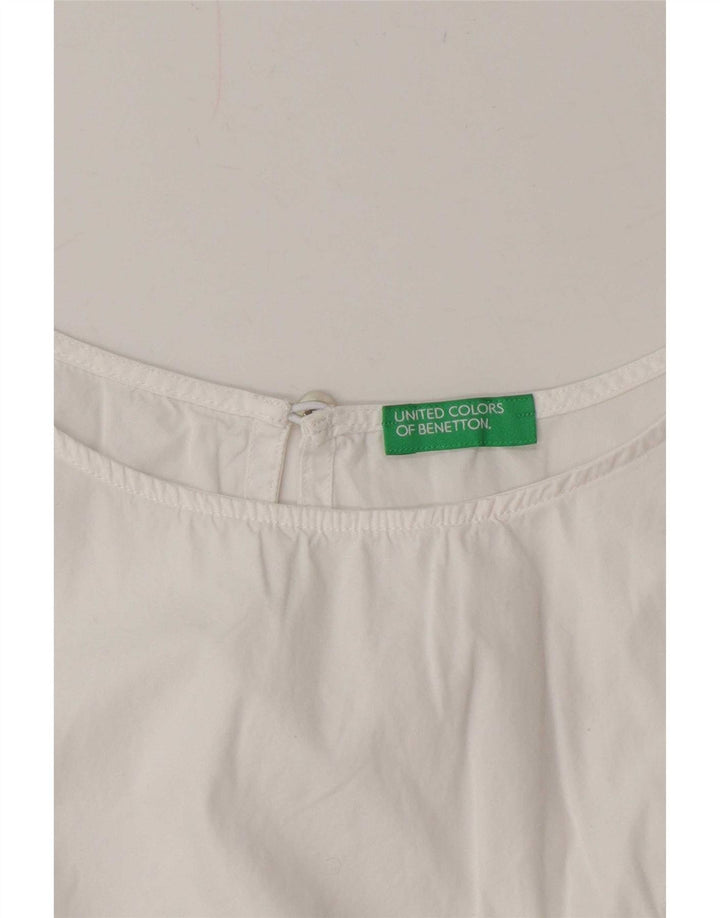 Benetton Dame ærmeløs bluse Top UK 12 Medium White