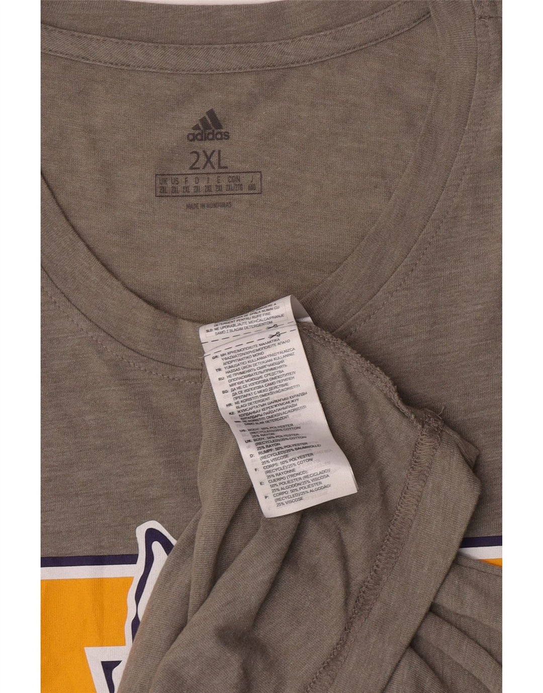 Adidas Herre Washington Huskies Grafisk T-Shirt Top 2XL Grå Polyester