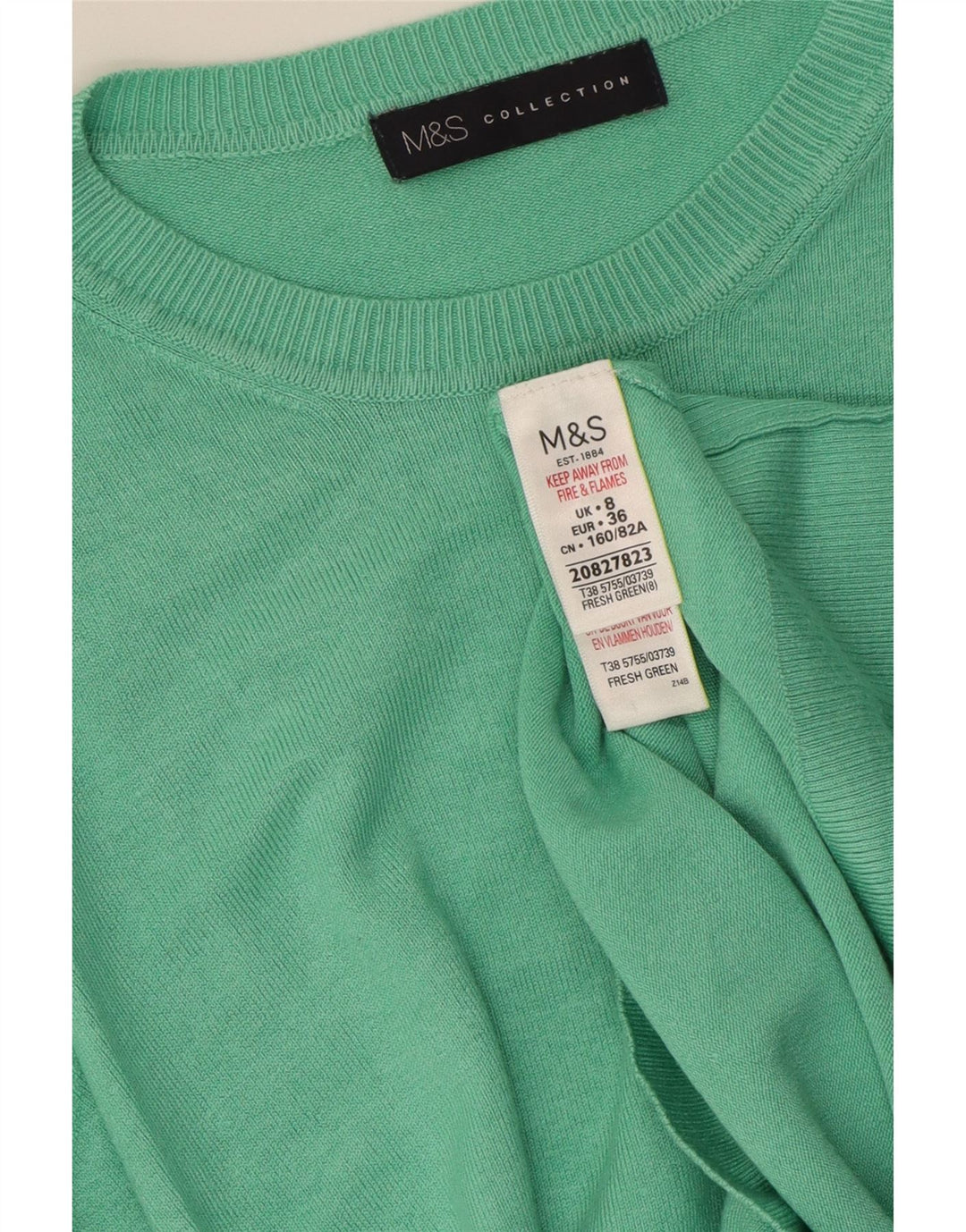 MARKS & SPENCER Womens Crew Neck Jumper Sweater UK 8 Small  Green Vintage Marks & Spencer and Second-Hand Marks & Spencer from Messina Hembry 