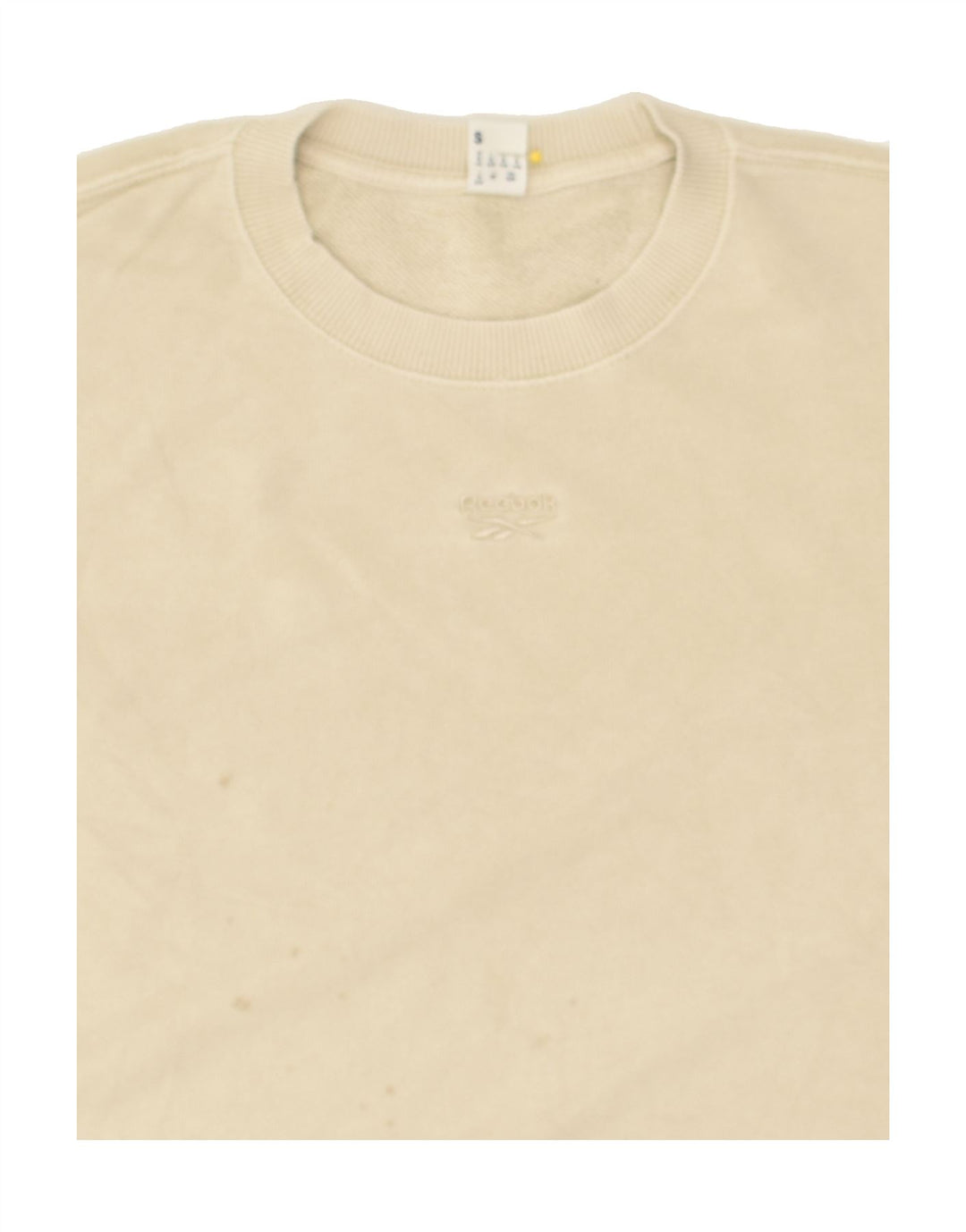 REEBOK Mens Sweatshirt Jumper Small Beige Cotton | Vintage Reebok | Thrift | Second-Hand Reebok | Used Clothing | Messina Hembry 
