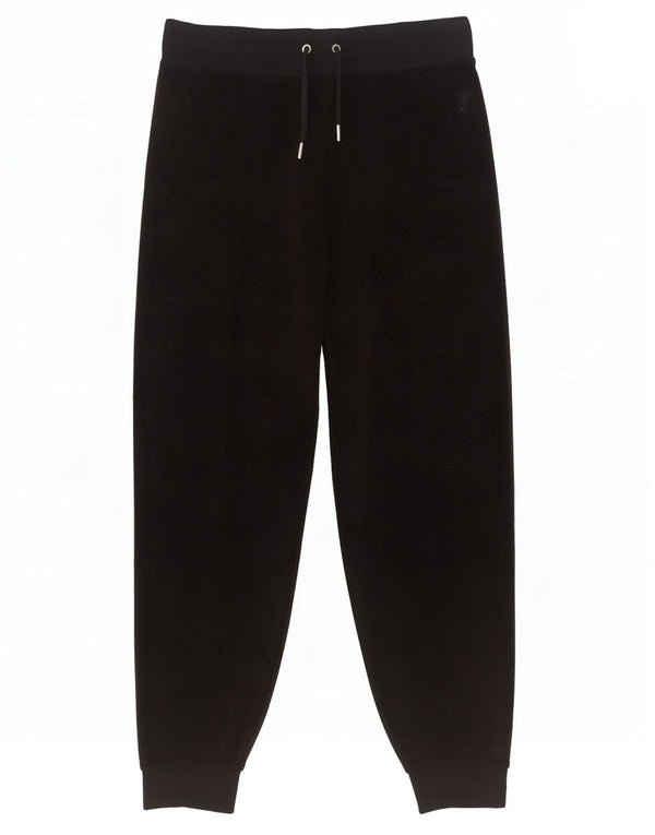 Juicy Couture Dame Velour Træningsdragt Bukser Joggers UK 10 Small Black