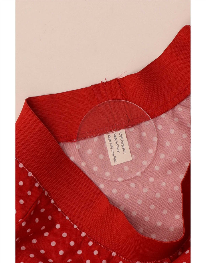 Vintage dame A-line nederdel Medium W28 rød plettet polyester
