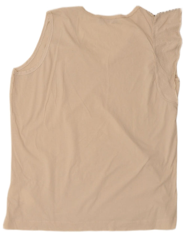Trussardi Jeans Dame T-Shirt Top UK 18 XL Beige Bomuld