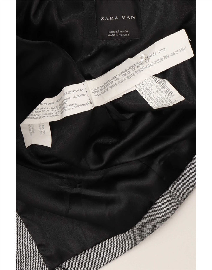 Zara Herre 1-knap blazerjakke UK 36 Lille grå polyester