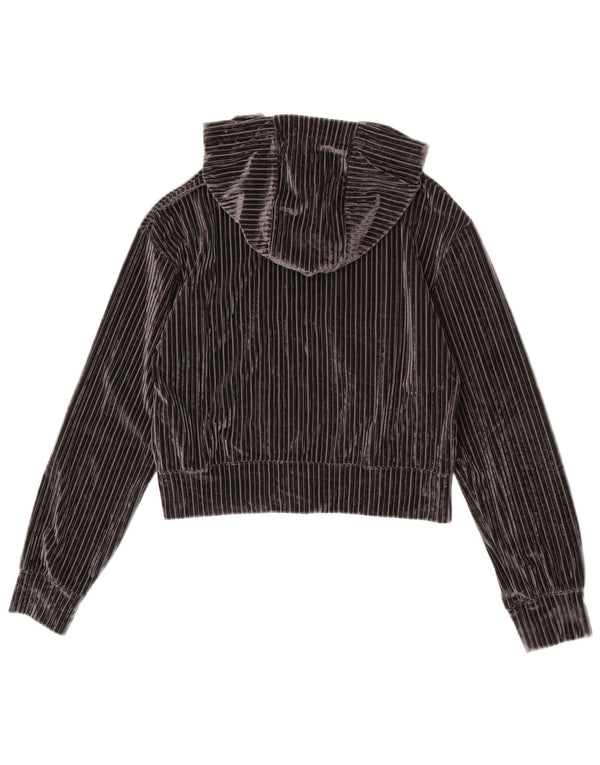Nike Piger Crop Velour Hættetrøje Sweater med lynlås 12-13 år Stor Sort Stribet
